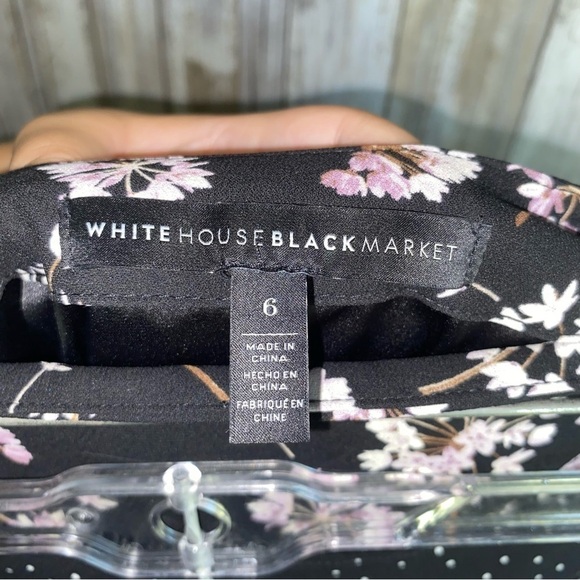 White House Black Market Black & Floral Strip Skirt - Picture 4 of 4